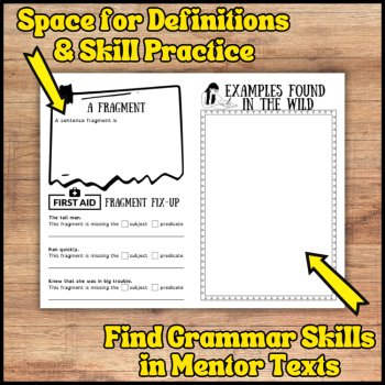 Sentence Types & Terms Note-Taking Booklet, Print & Digital Graphic Organizers, image 3