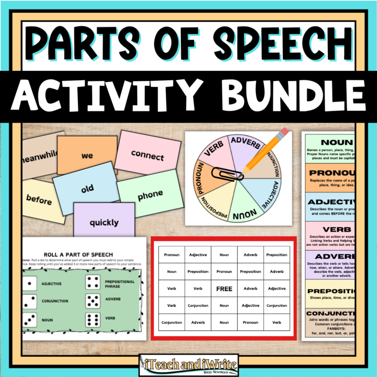 Parts of Speech Bundle: Note-taking Booklet, Sentence Building Word Tiles, Games