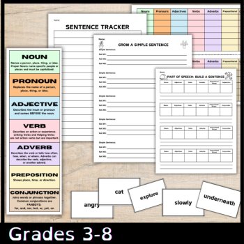 Parts of Speech Bundle: Note-taking Booklet, Sentence Building Word Tiles, Games, image 4
