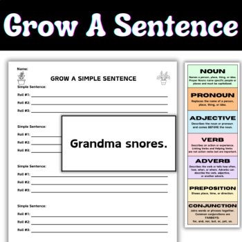 Parts of Speech Grammar Games Hands-On Sentence Building and Expanding Activity, image 3