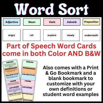 Parts of Speech Activities: Word Tiles for Sentence Building, Bingo, Bookmarks, image 3