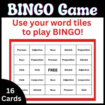 Parts of Speech Activities: Word Tiles for Sentence Building, Bingo, Bookmarks, image 4