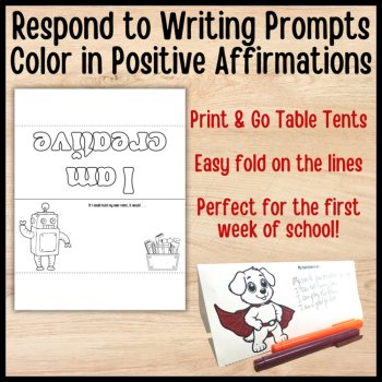 Positive Affirmations Table Tents with Back to School Icebreaker Activities, image 2