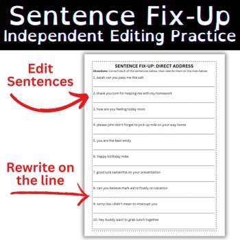 Direct Address Hands On Comma Rules Grammar Activities and Worksheets 5th grade, image 4
