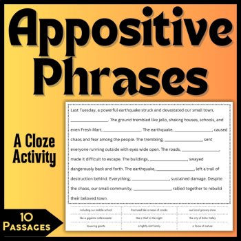 Appositive Phrases Cloze Reading Activity Bundle: Hands-On & Digital Activities, image 2