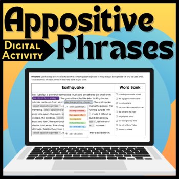 Appositive Phrases Cloze Reading Activity Bundle: Hands-On & Digital Activities, image 3