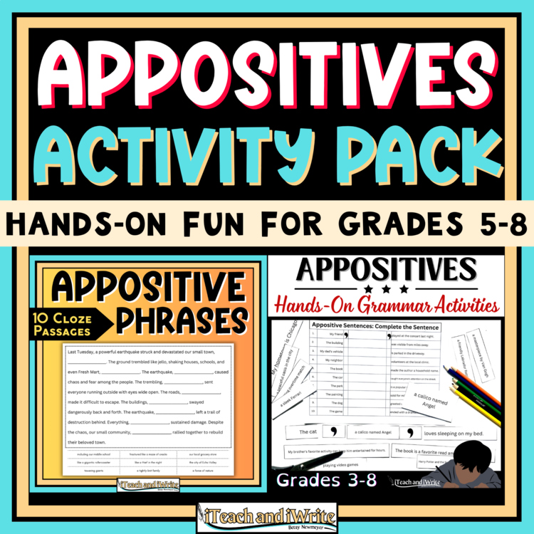 Appositives & Appositive Phrase Hands-on Grammar Activity Bundle for Grades 5-8