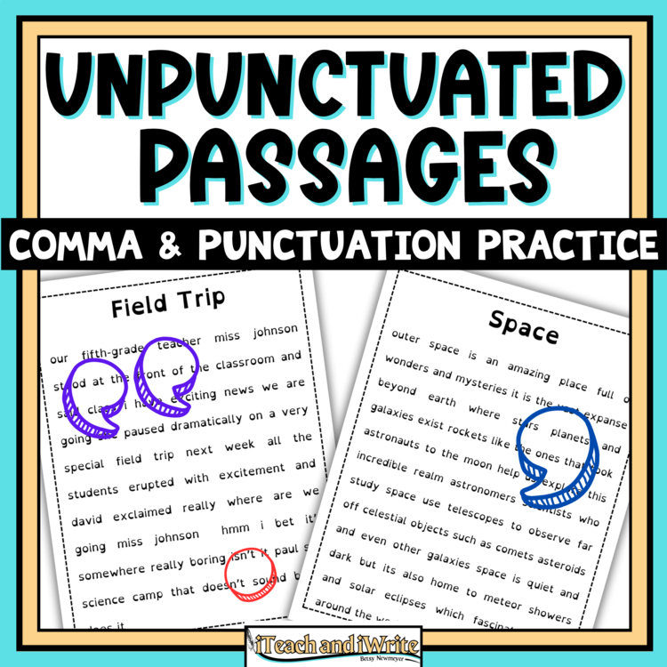 Unpunctuated Reading Passages: Editing Practice for Comma & Punctuation Rules