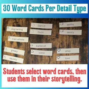 Show Don't Tell Story Elaboration with Editable Sensory Detail Word Cards, image 2