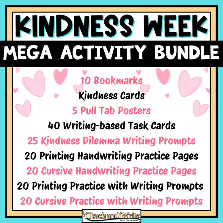 Kindness Week Activities Mega Bundle: Task Cards, Writing Prompts, Penmanship