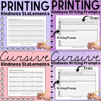 Kindness Week Activities Mega Bundle: Task Cards, Writing Prompts, Penmanship, image 3