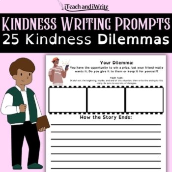 Kindness Week Activities Mega Bundle: Task Cards, Writing Prompts, Penmanship, image 4