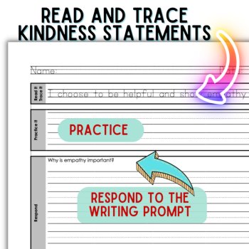 Kindness Week Penmanship Practice Handwriting Bundle with Writing Prompts, image 2