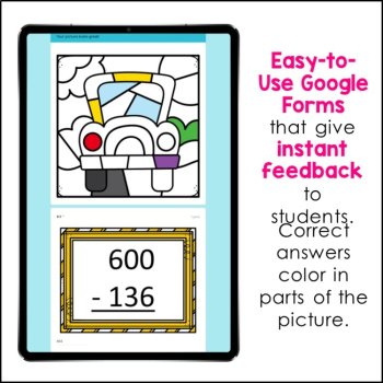 3 Digit Subtraction with Regrouping #4 - Digital Coloring by Code - Google Forms, image 3