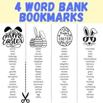Easter Themed Narrative Creative Writing Prompt Activities Word Bank Bookmarks, image 3