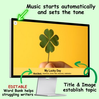 St. Patrick's Day Bundle | Digital Writing Prompts & Editable Bookmarks to Color, image 2
