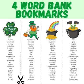St. Patrick's Day Digital Photo Writing Prompts & Word Bank Bookmarks, image 2