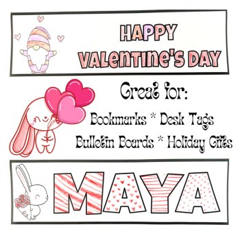 Valentine's Day Digital Writing Prompts & Editable Name Bookmarks to Color, image 4