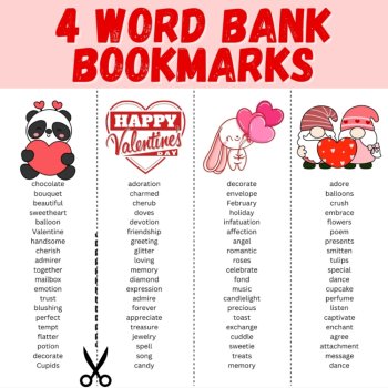 Valentine's Day Digital Photo Writing Prompts with Printable Word Bank Bookmarks, image 3