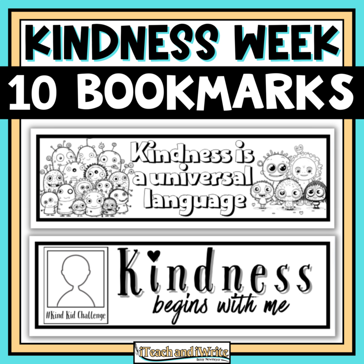 Random Acts of Kindness Week Bookmarks Elementary SEL Coloring Activity