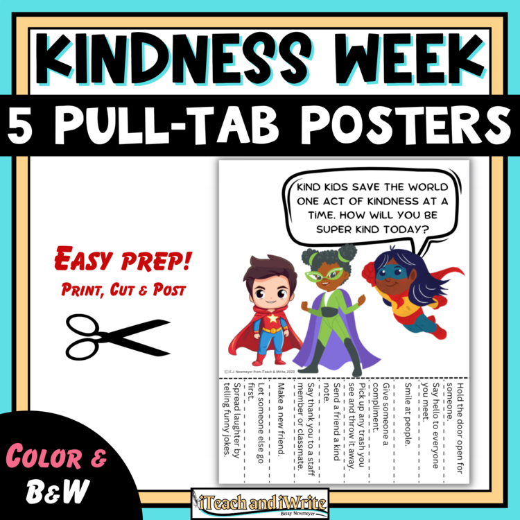 Kindness Week Random Acts of Kindness Pull Tab Posters for Elementary Schools