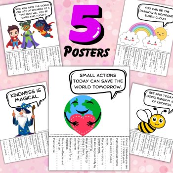 Kindness Week Random Acts of Kindness Pull Tab Posters for Elementary Schools, image 2