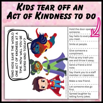 Kindness Week Random Acts of Kindness Pull Tab Posters for Elementary Schools, image 3