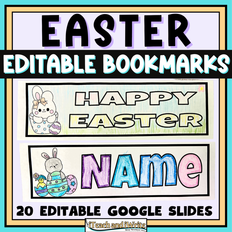 Easter Name Bookmarks to Color: Editable Customizable Seasonal Gifts