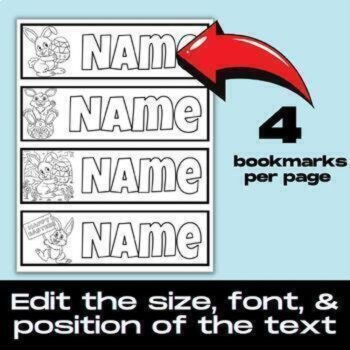 Easter Name Bookmarks to Color: Editable Customizable Seasonal Gifts, image 2