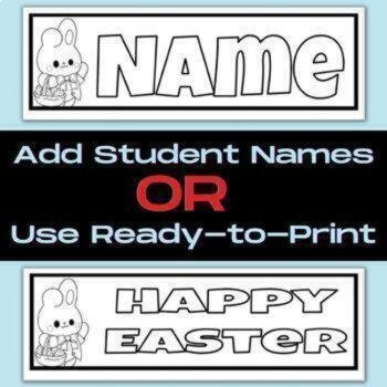 Easter Name Bookmarks to Color: Editable Customizable Seasonal Gifts, image 3