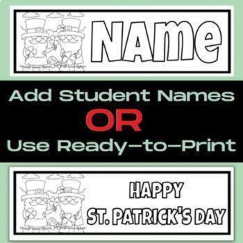 St. Patrick's Day Editable Name Coloring Bookmarks Printable Seasonal Activity, image 3