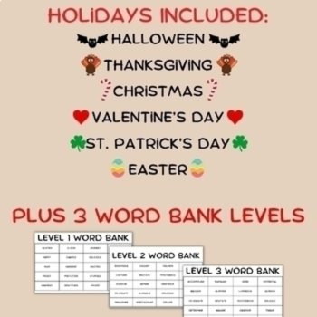 Holiday Narrative Writing Prompt Pull Tab Flyers with Word Banks & Google Slides, image 2