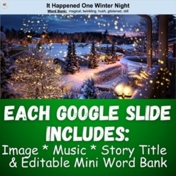 Christmas Digital Narrative Writing Prompts with Printable Word Bank Bookmarks, image 2