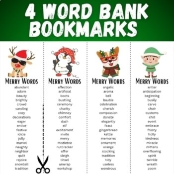 Christmas Digital Narrative Writing Prompts with Printable Word Bank Bookmarks, image 3