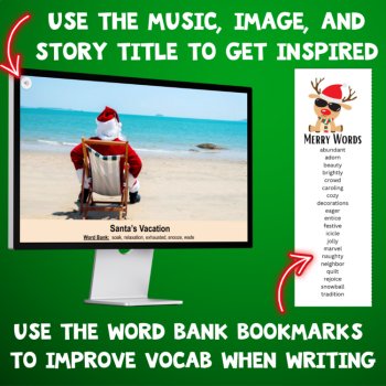 Christmas Digital Narrative Writing Prompts with Printable Word Bank Bookmarks, image 4