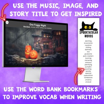Halloween Mini-Bundle: Digital Writing Prompts, Printable & Editable Bookmarks, image 3