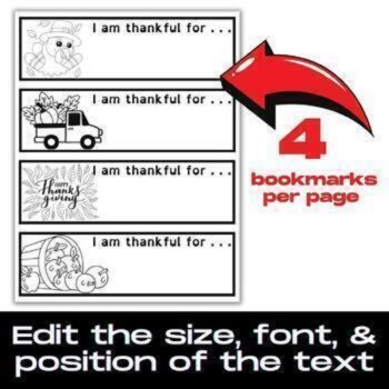 Thanksgiving Coloring Bookmarks: Editable & Customizable Seasonal Gifts, image 2