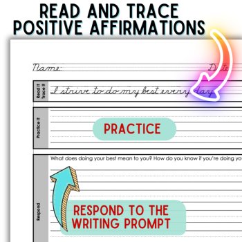 Penmanship Practice Handwriting Bundle: 52 Affirmations with Writing Prompts, image 3