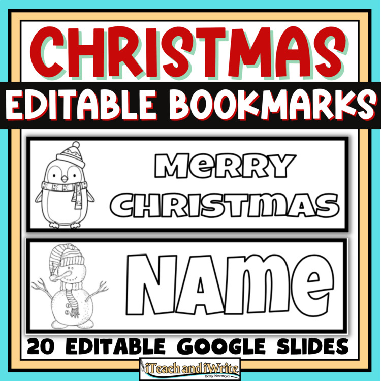 Christmas Coloring Name Bookmarks: Editable Customizable Holiday Gifts