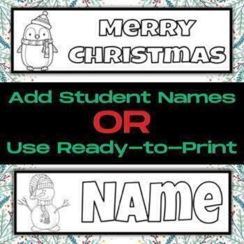 Christmas Coloring Name Bookmarks: Editable Customizable Holiday Gifts, image 3