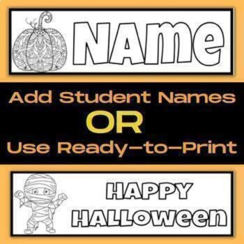 Halloween Editable Name Coloring Bookmarks: Customizable Seasonal Gifts, image 3