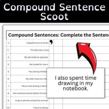 Compound Sentences Hands-On Comma Rules Grammar Practice Activities, image 3