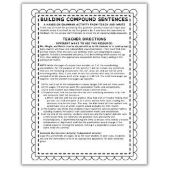 Compound Sentences Hands-On Comma Rules Grammar Practice Activities, image 4