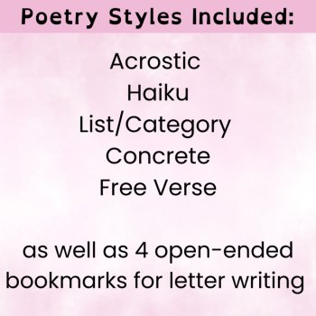 Mother's Day Poetry Writing Bookmarks and Digital Writing Prompts Set to Music, image 4