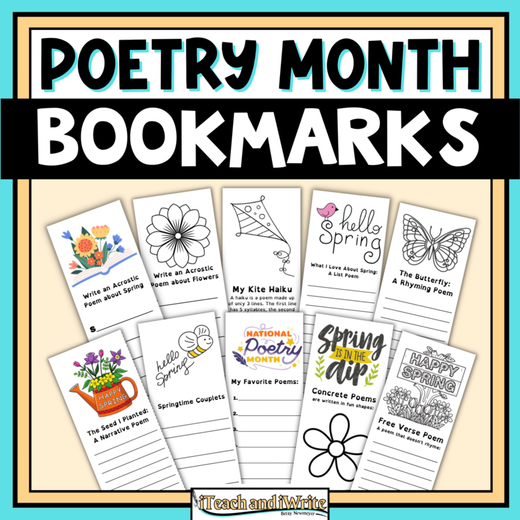 Poetry Writing Bookmarks | Poetry Month Activities | Interactive Spring Poems