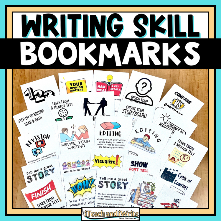Writing Bookmarks, Posters and Google Slides for Writing Skills & Strategies