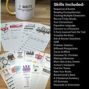 Close Reading Comprehension Reading Skill Bookmarks, Posters and Google Slides, image 2