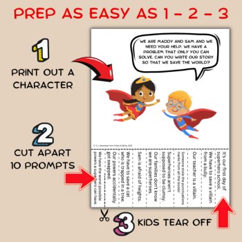 Narrative Creative Writing Pull Tab Flyers with Fun Writing Prompts Grades 3-6, image 2