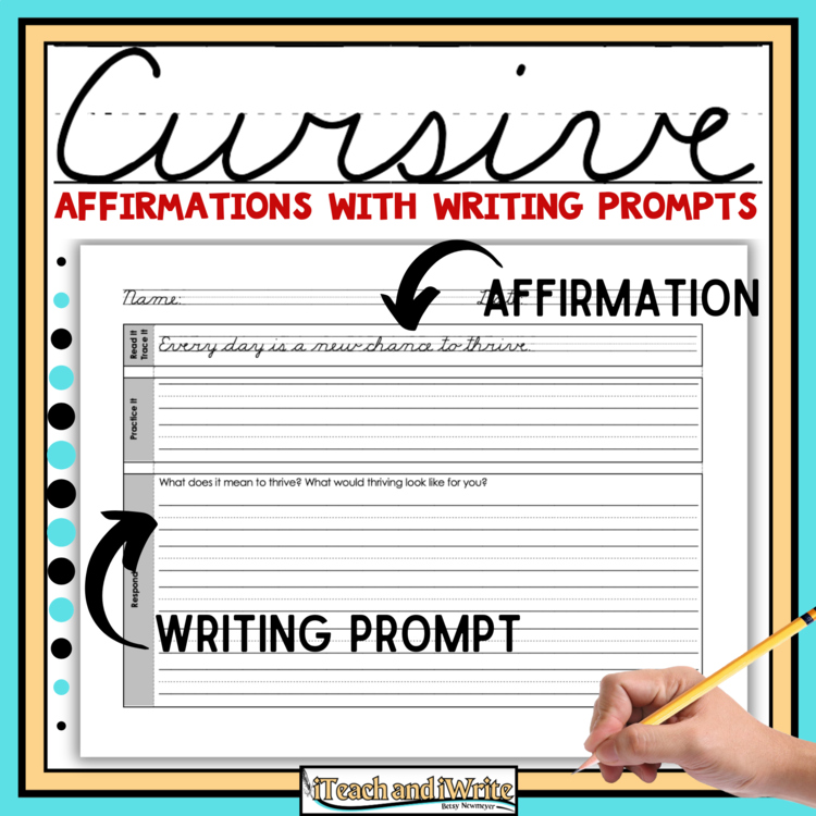 Cursive Penmanship Practice with 52 Positive Affirmations & Writing Prompts