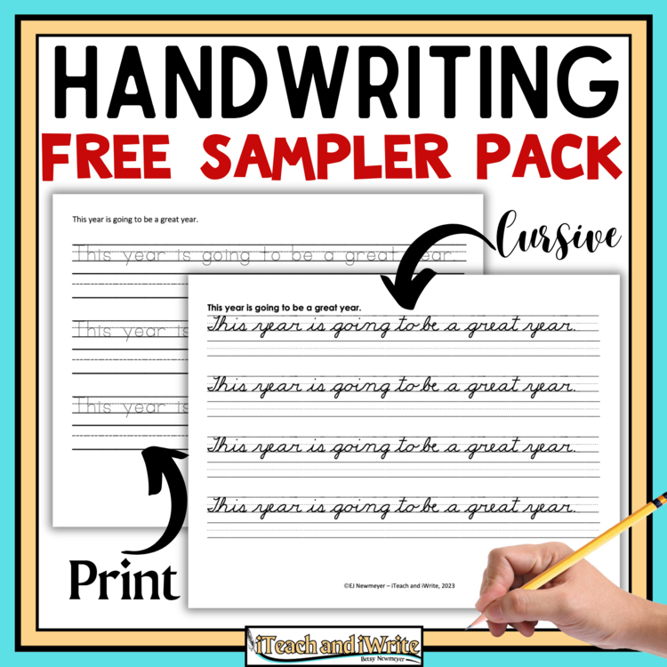 FREE Penmanship Handwriting Practice: 5 positive affirmations in print & cursive
